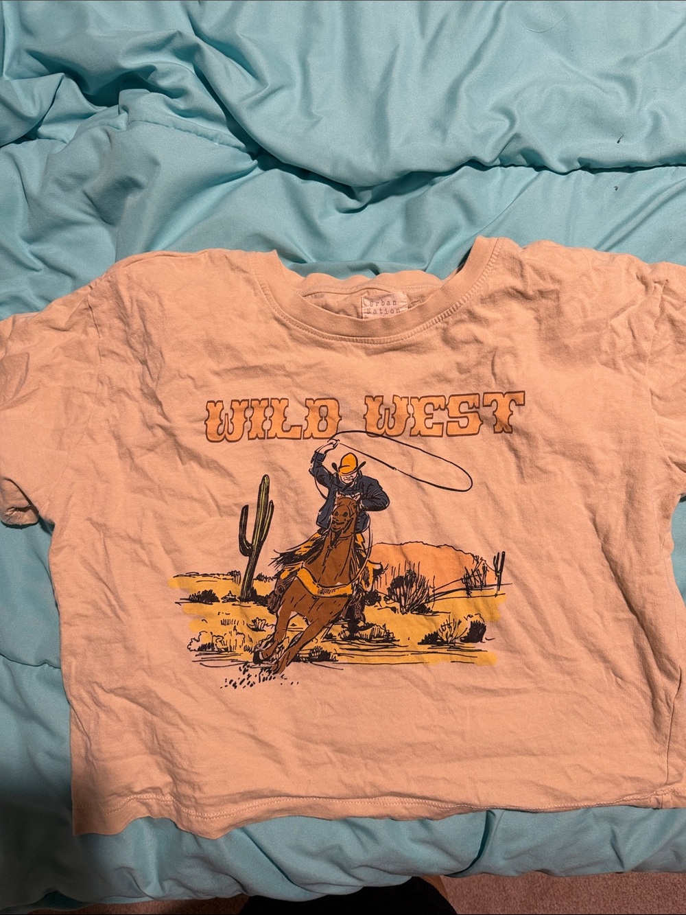 Wild West Graphic Tan Crop Tee